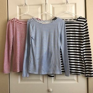 JCrew striped long sleeve tshirts (set of 3)